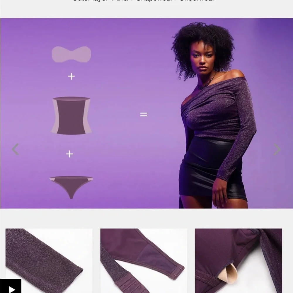 NWT Popilush Shapewear Knit Long Sleeve Slimming Bodysuit - Picture 9 of 15